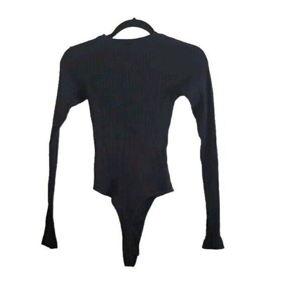 RE/DONE Black Ribbed Bodysuit Crewneck Long Sleeve Size XS - Picture 4 of 8